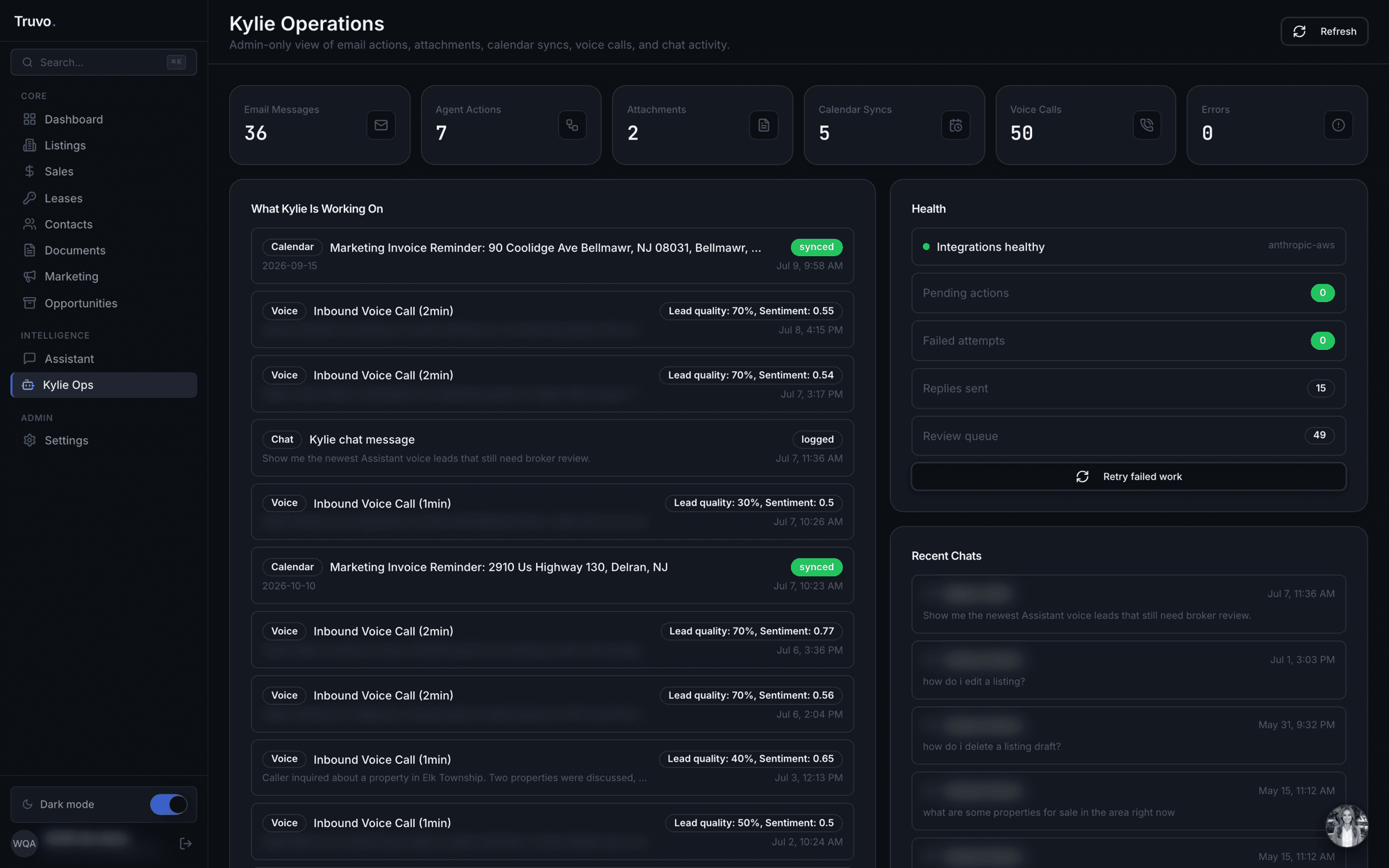 Truvo Brokerage Ops — Kylie lead review queue